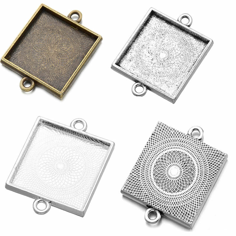 Bezels Set Pendant - Onebeading Fit 25x25 мм квадратные кабошоны